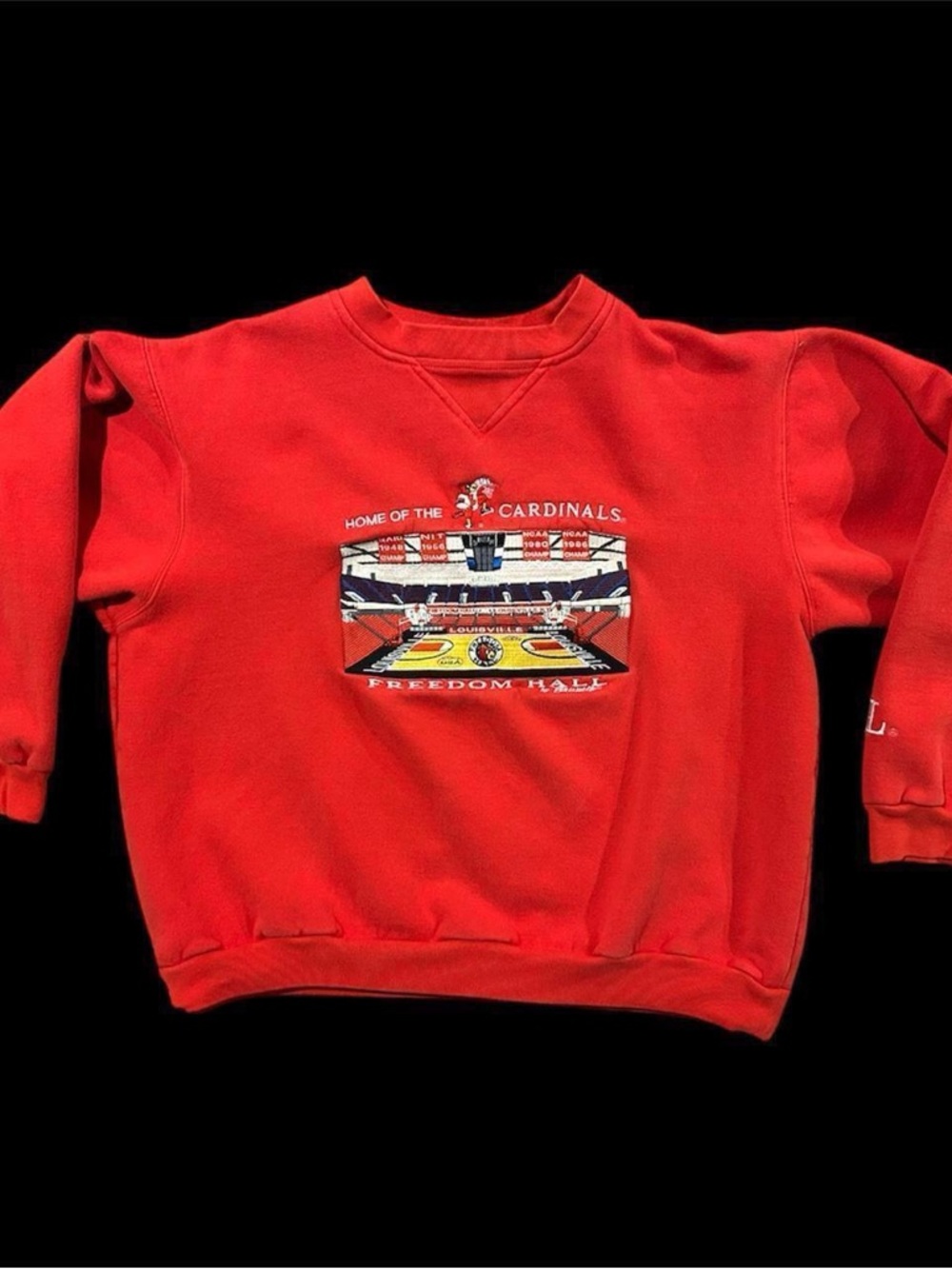 Vintage 1980s Louisville Cardinals Freedom Hall Stitched Crewneck Sweatshirt